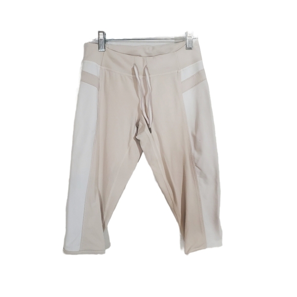 Lululemon Taupe Beige & White Stripe Legging Crops - Picture 1 of 5